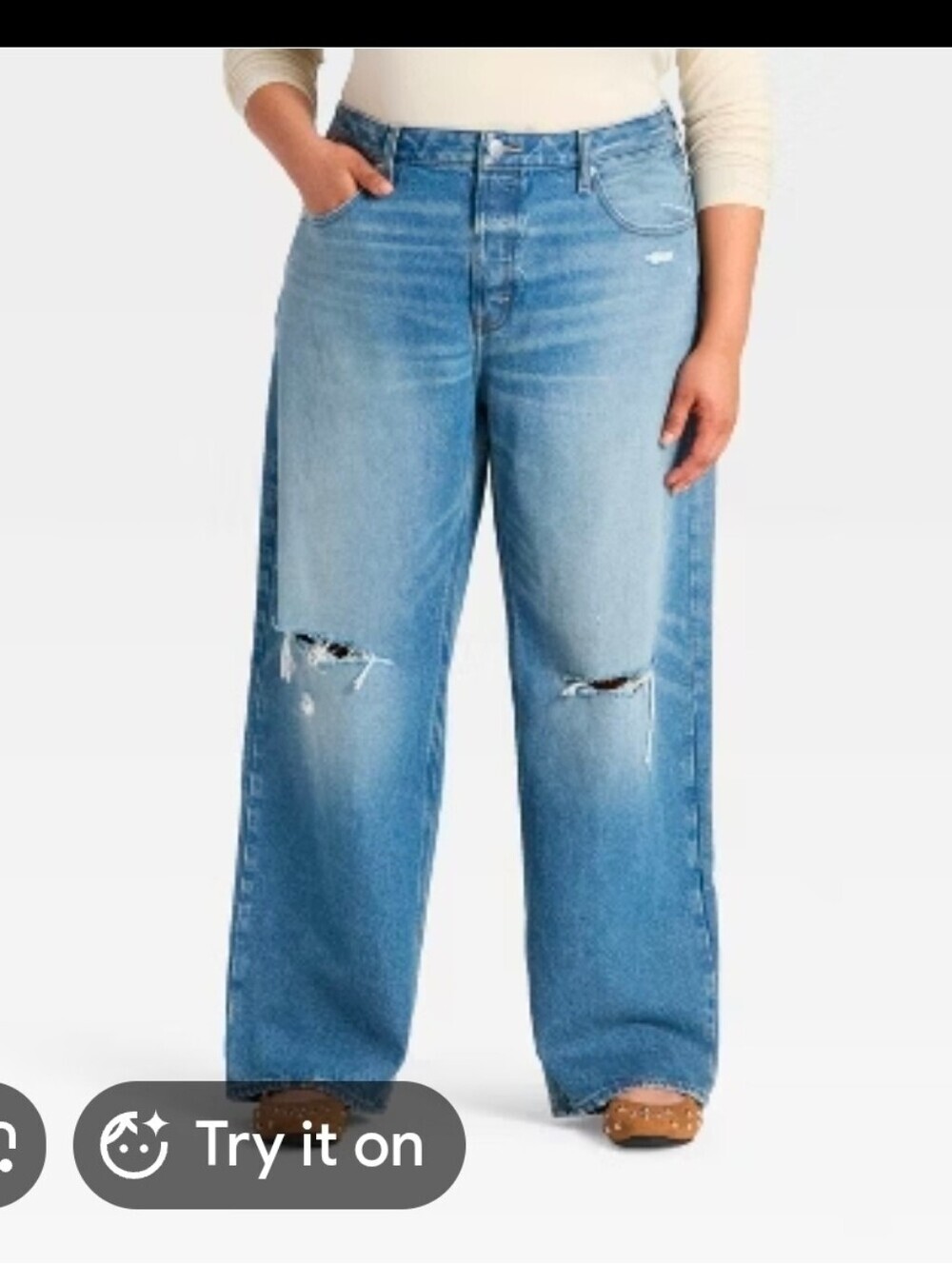 Universal Thread Women's Mid-Rise 90's Baggy Denim Jeans Blue Size 16